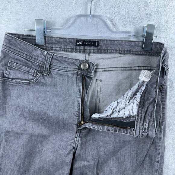 Lee Jeans Womens Size 12S Straight Leg Classic Fit Embroidered Back Pockets Gray - Picture 4 of 10